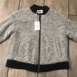 Marine Layer Birdseye Bomber in Black/White Contrast